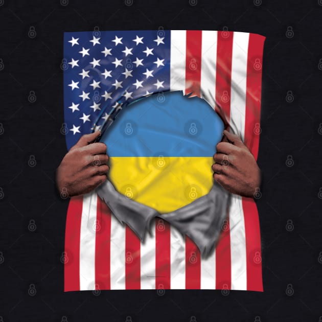 Ukraine Flag American Flag Ripped - Gift for Ukrainian From Ukraine by Country Flags